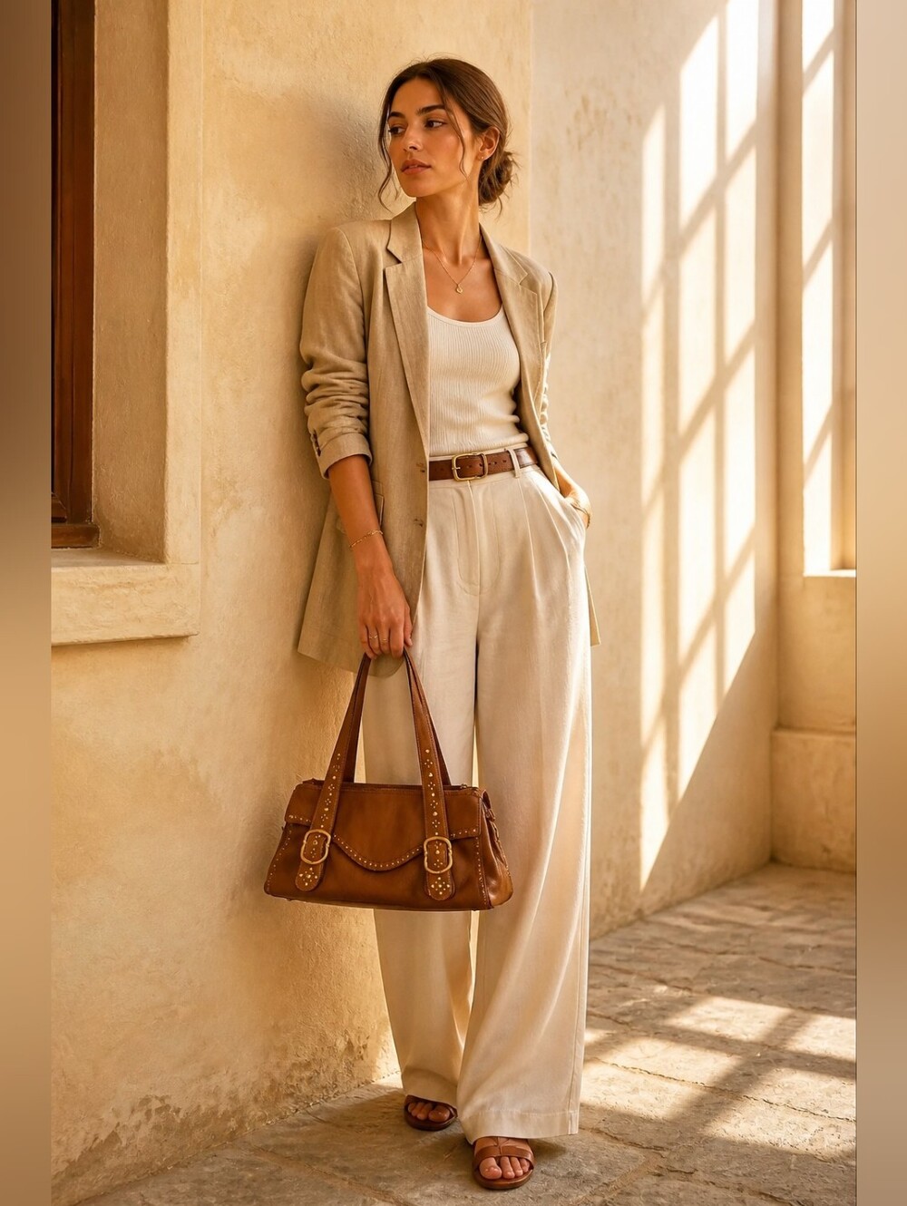 Michael Kors Y2K Vintage Tan Leather Studded Satchel Bag Rare - Picture 16 of 16